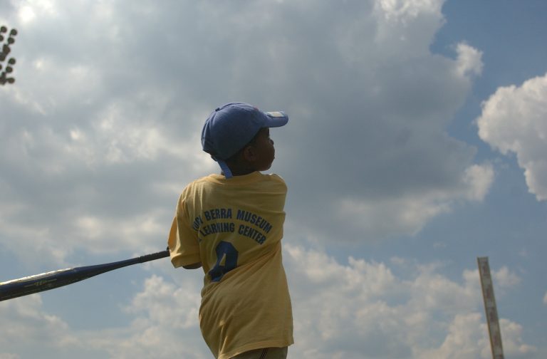 Boy swinging a bat