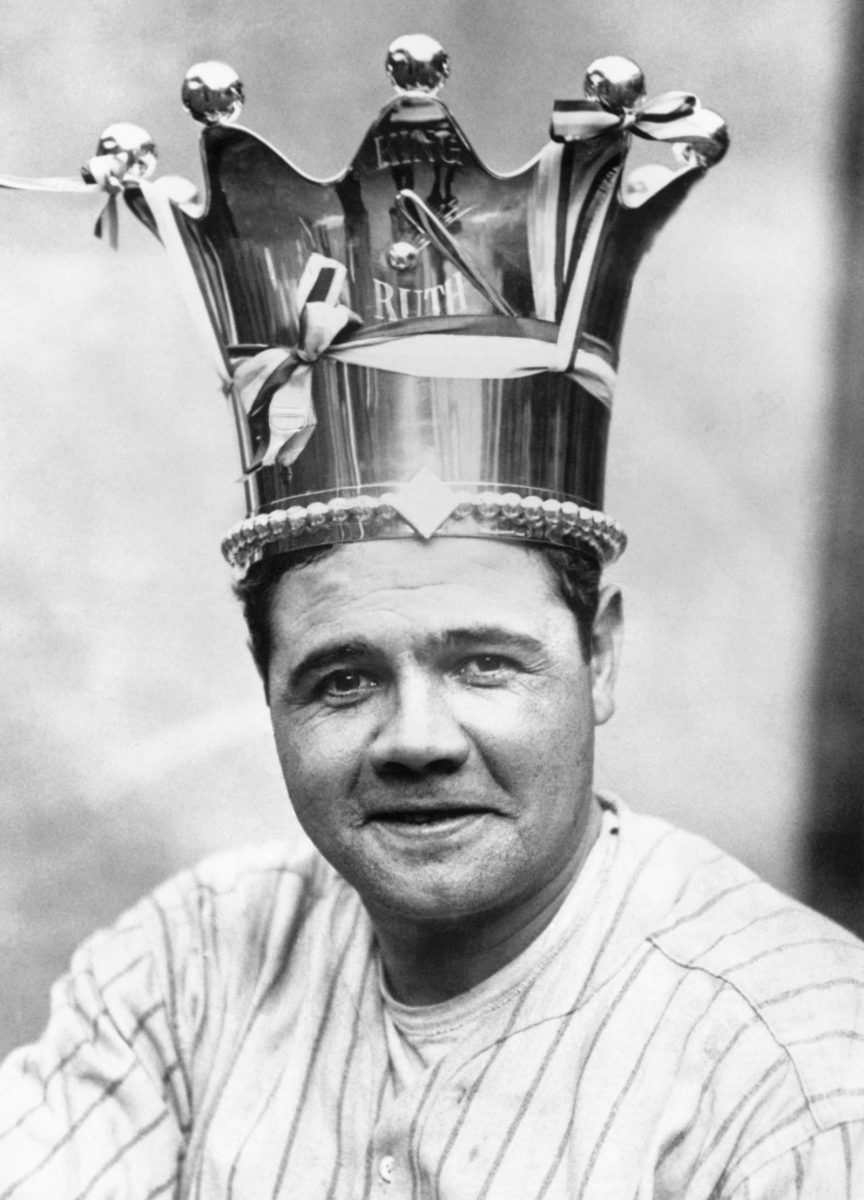 Photo of Babe Ruth with solid silver crown dubbing him the “Sultan of Swat”