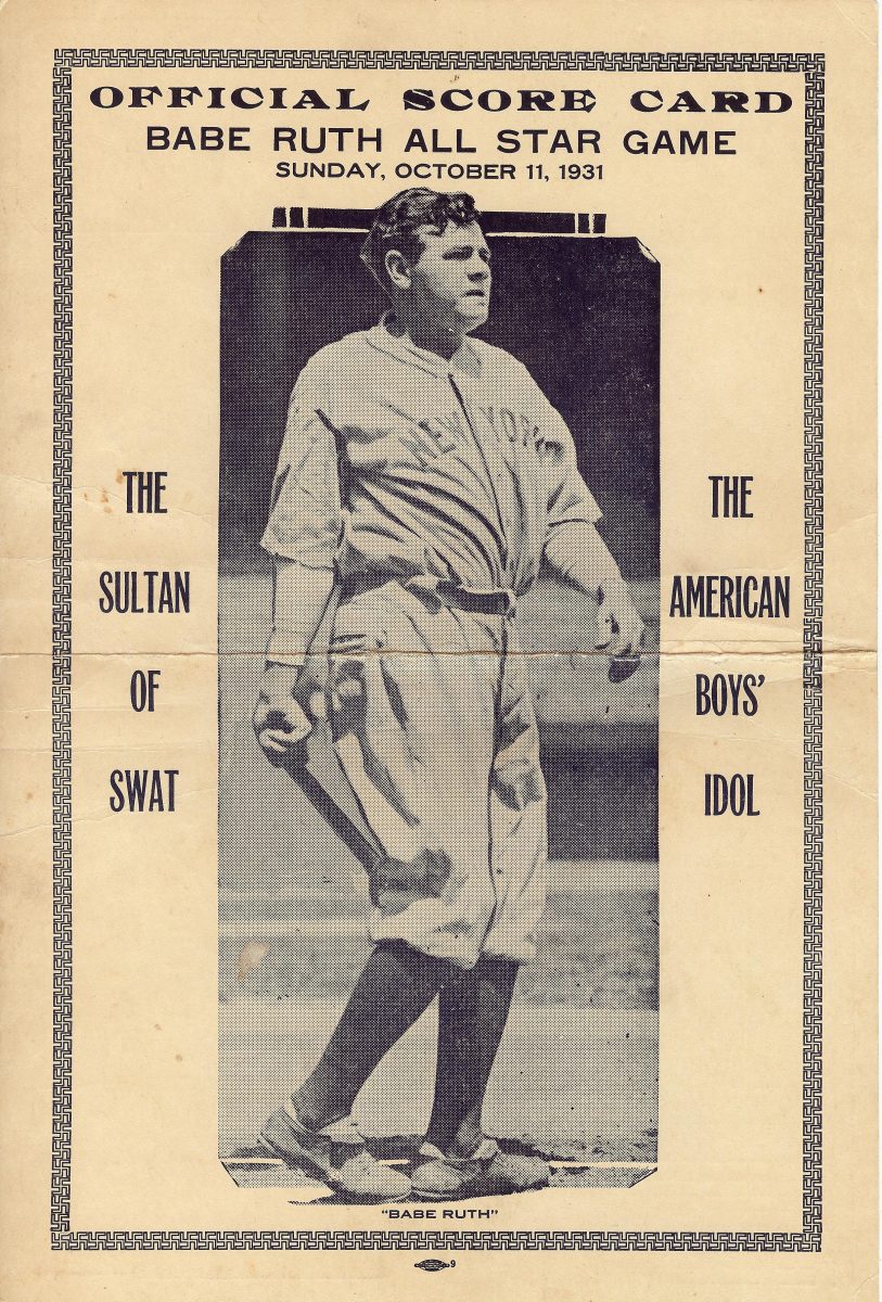 Official score card poster of Babe Ruth