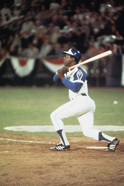 Hank Aaron playing for the Atlanta Braves.