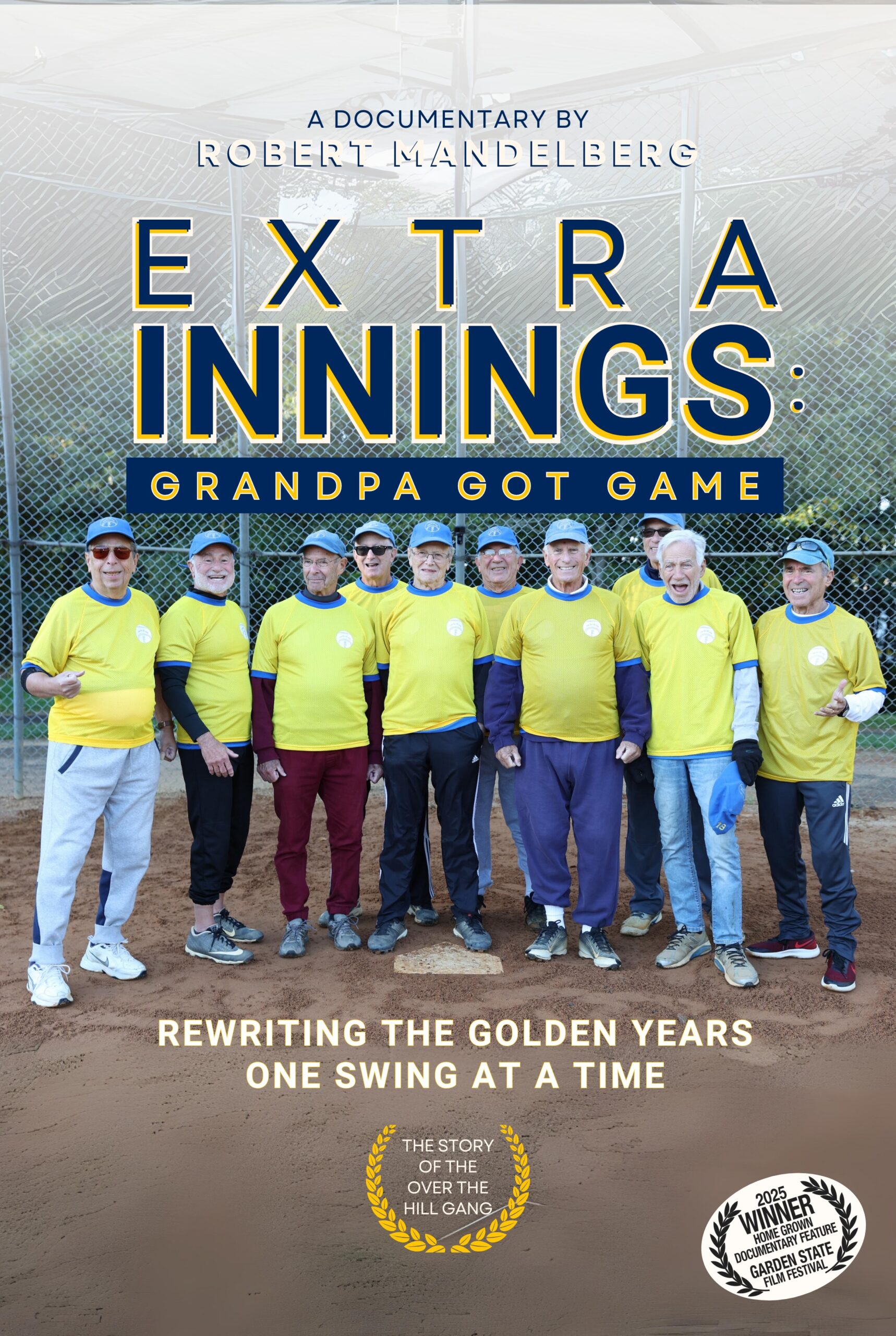 poster for "Extra Innings: Grandpa Got Game" including a photo of older softball players